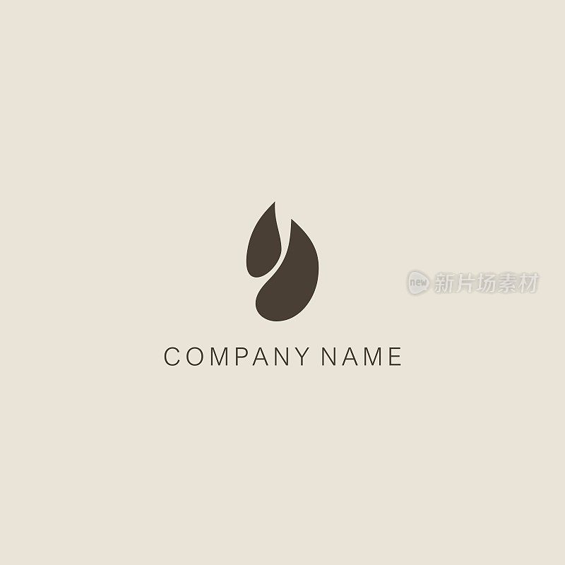 logotype of a simple, minimalistic, stylized flower bud or blob shape, consisting of two elements. Made with a spot